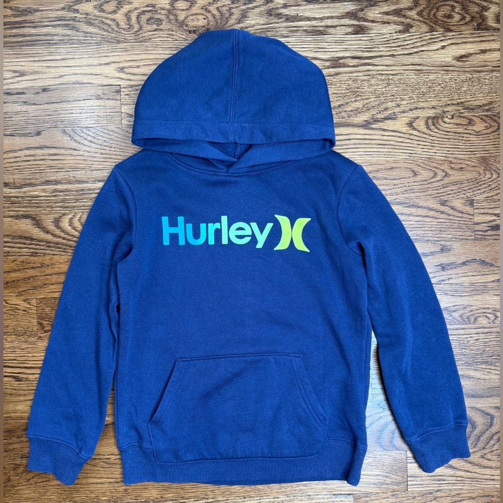 Hurley Kids Blue Graphic Logo Long Sleeve Sweatshirt Hoodie Activewear Size 5/6